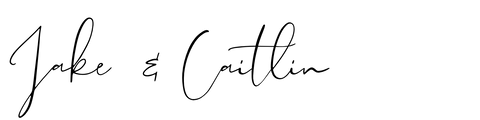 Handwritten names 'Jake' and 'Caitlin' on a white background